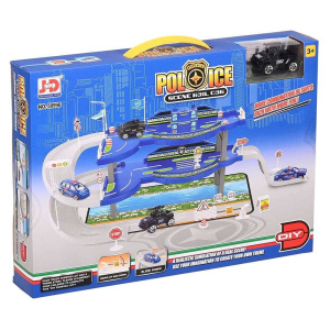 Martin Toys Police Scene Series Double Floor Police Parking Garage with 1 Metal Vehicle